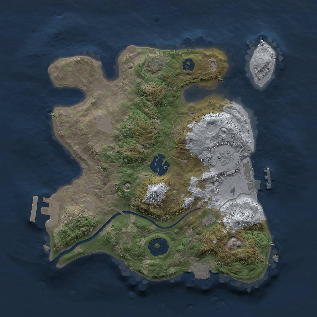 Rust Map: Procedural Map, Size: 2500, Seed: 8000, 6 Monuments