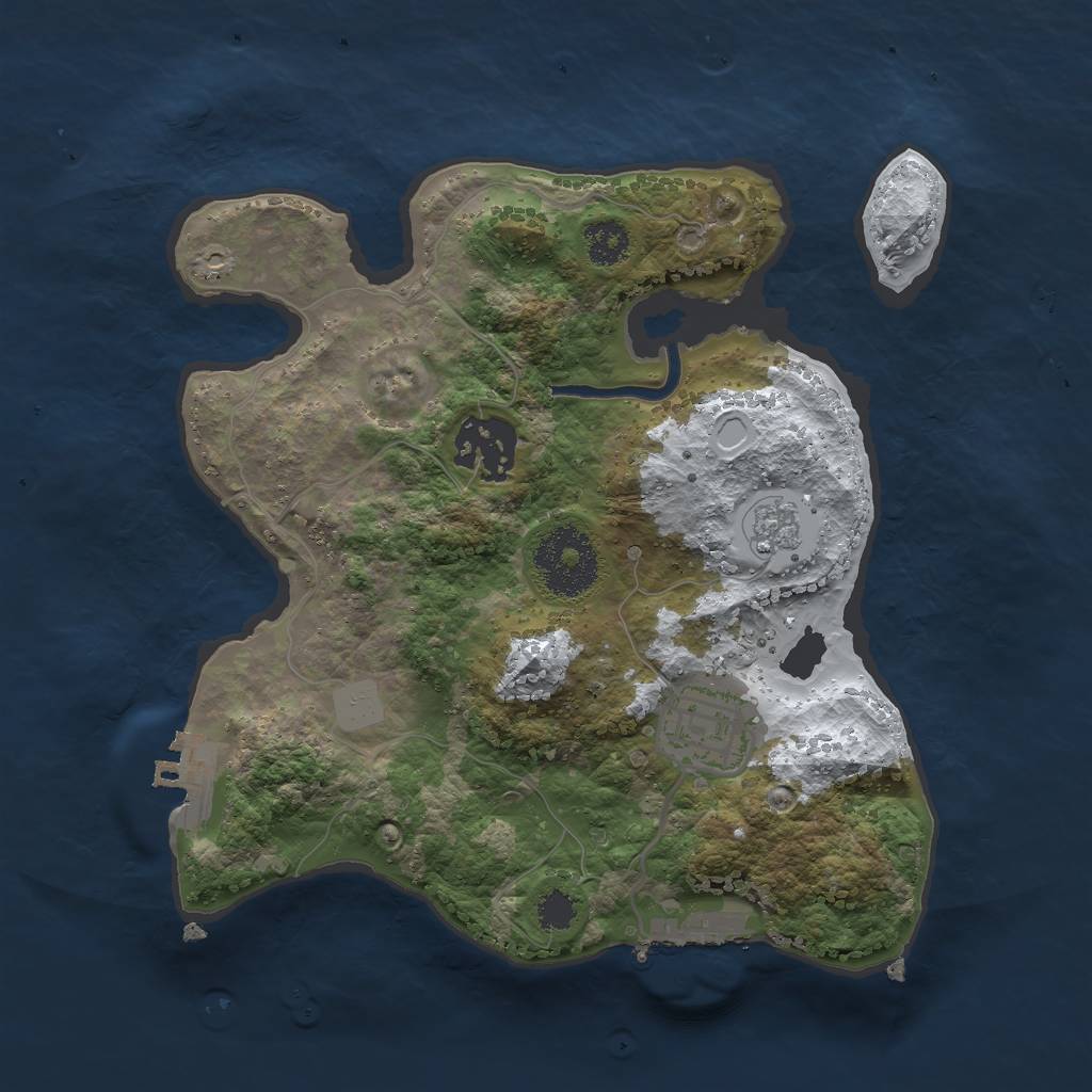 Rust Map: Procedural Map, Size: 2500, Seed: 8000, 10 Monuments