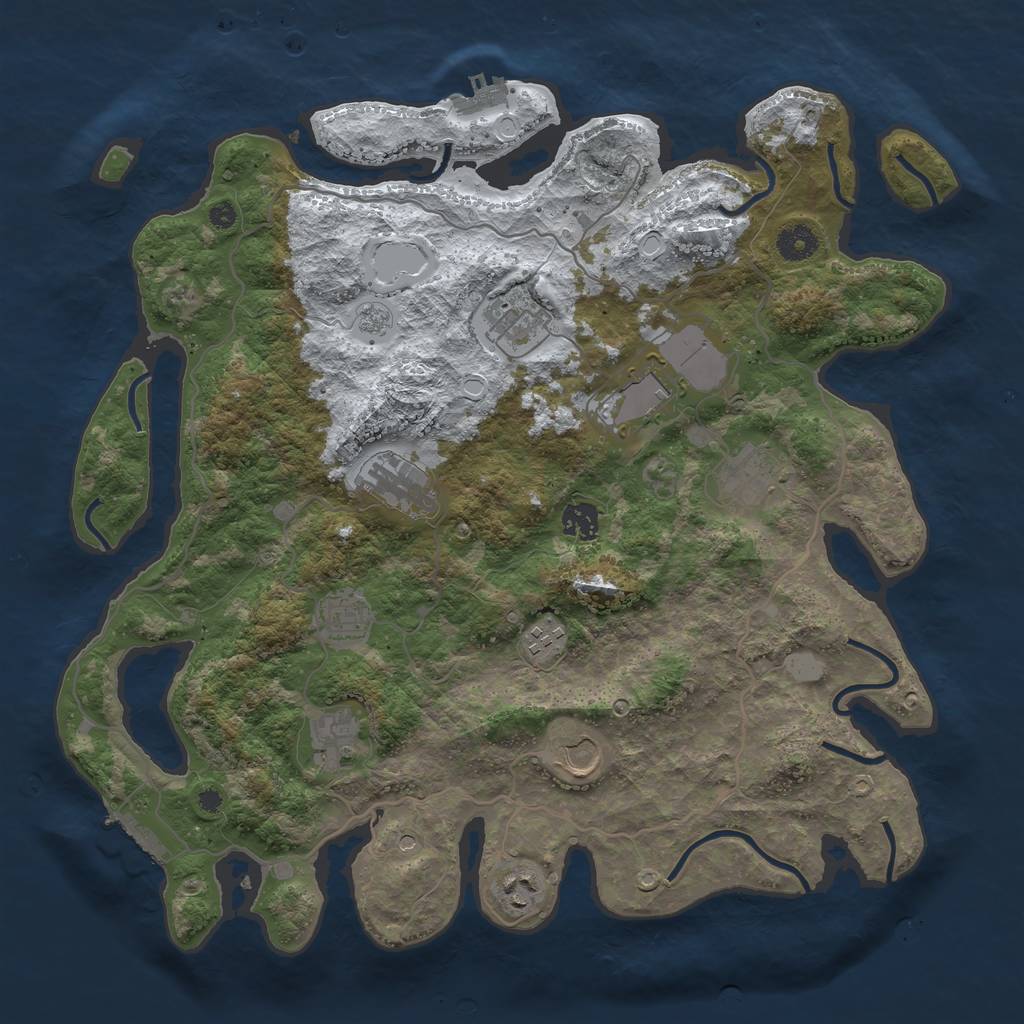 Rust Map: Procedural Map, Size: 4000, Seed: 500000, 19 Monuments