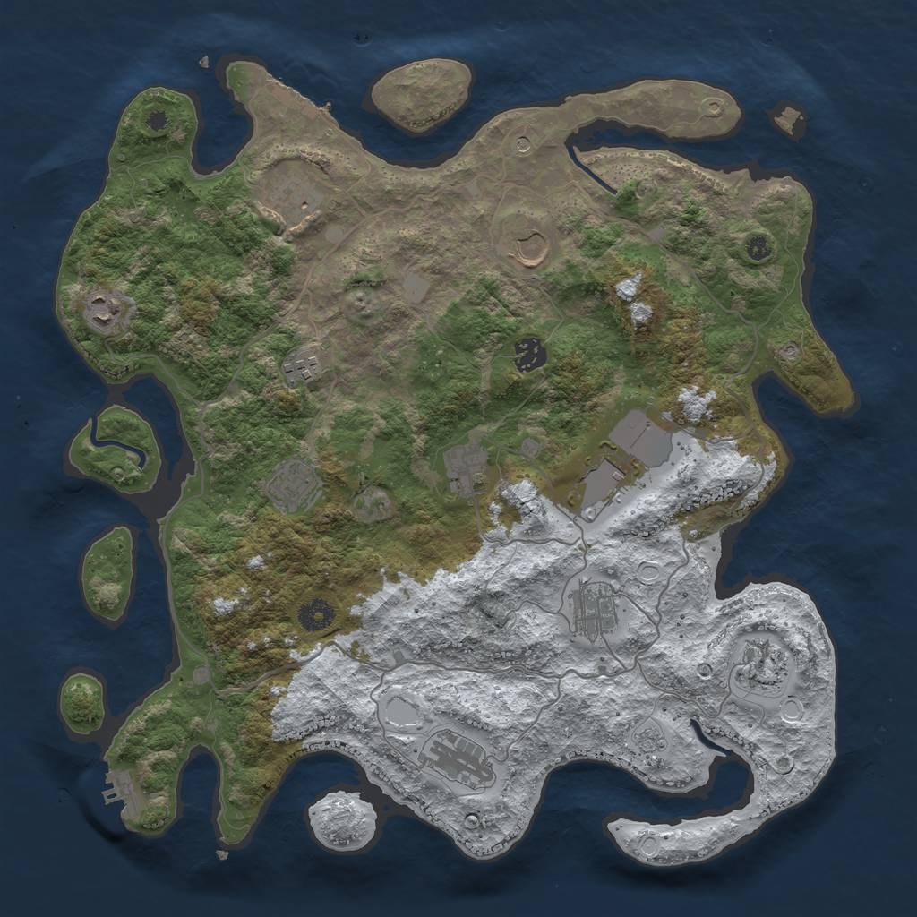 Rust Map: Procedural Map, Size: 4000, Seed: 1136175316, 20 Monuments