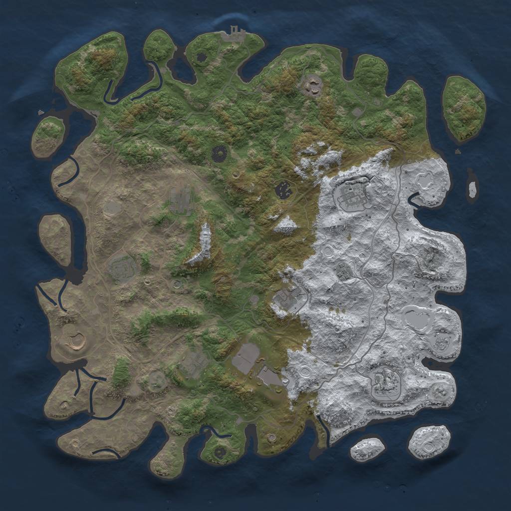 Rust Map: Procedural Map, Size: 4500, Seed: 13864, 19 Monuments