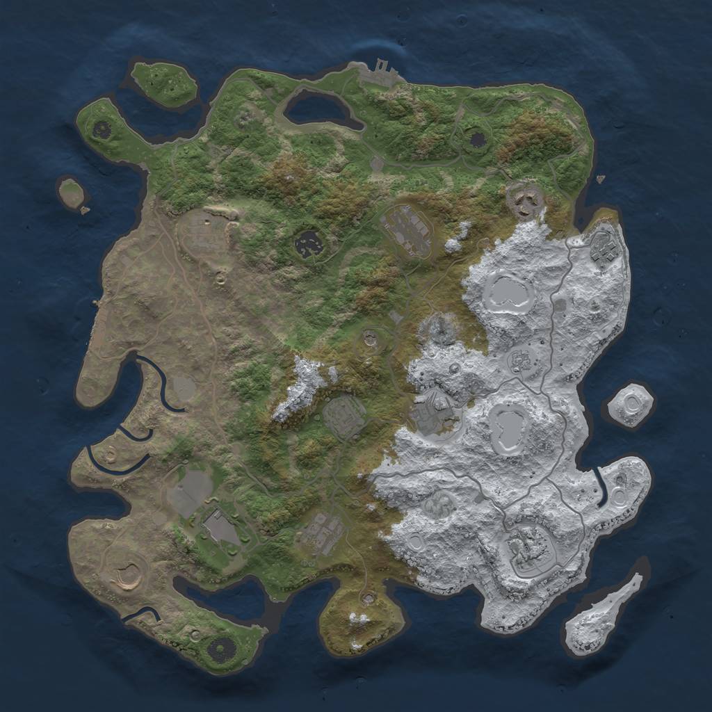 Rust Map: Procedural Map, Size: 4000, Seed: 533348, 20 Monuments