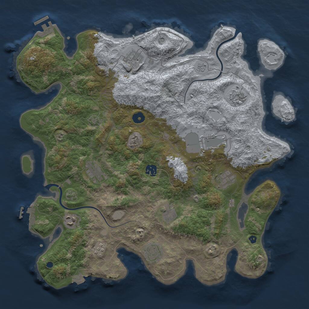 Rust Map: Procedural Map, Size: 3950, Seed: 615876261, 16 Monuments