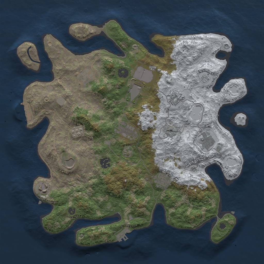 Rust Map: Procedural Map, Size: 3700, Seed: 392225416, 19 Monuments