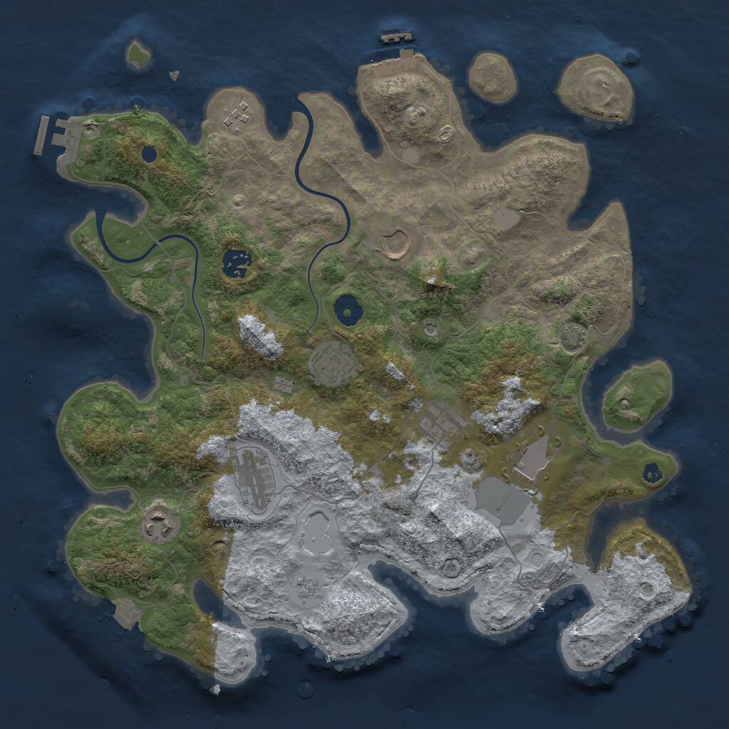 Rust Map: Procedural Map, Size: 3700, Seed: 3831914, 14 Monuments
