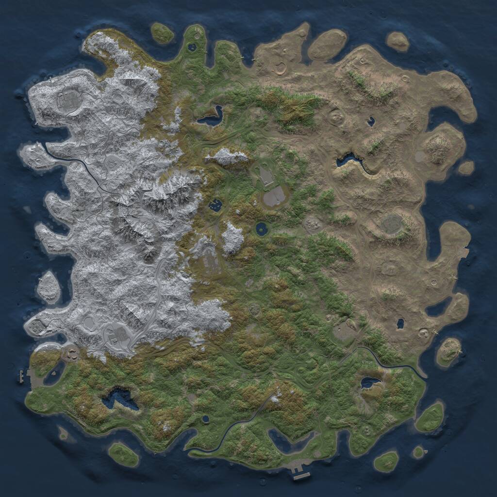 Rust Map: Procedural Map, Size: 6000, Seed: 480035244, 17 Monuments