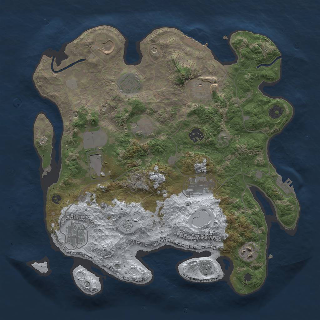 Rust Map: Procedural Map, Size: 3500, Seed: 75365, 19 Monuments