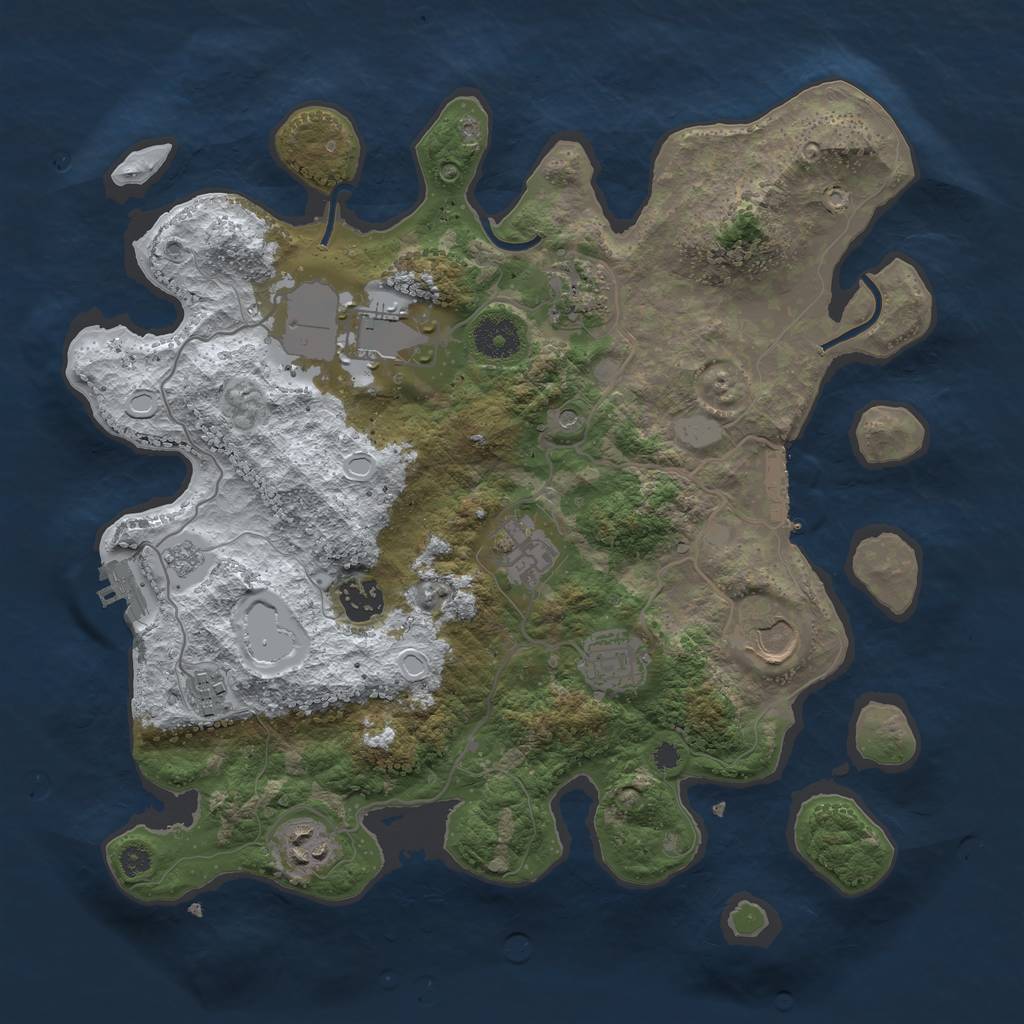 Rust Map: Procedural Map, Size: 3500, Seed: 2362634, 17 Monuments