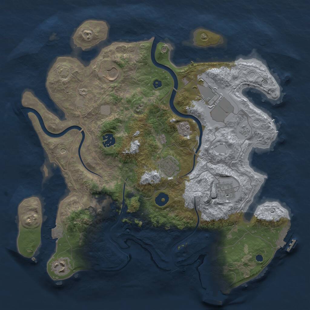 Rust Map: Procedural Map, Size: 3500, Seed: 347458, 14 Monuments