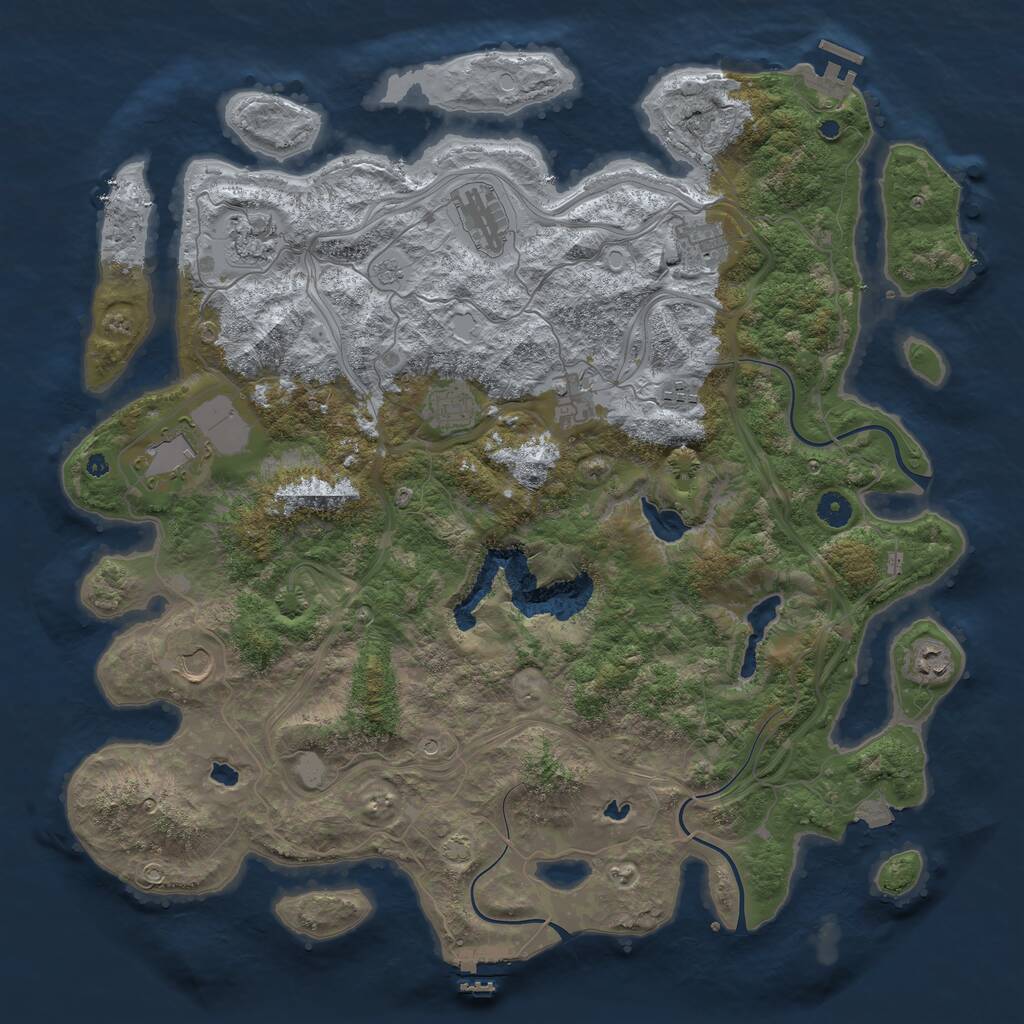 Rust Map: Procedural Map, Size: 4500, Seed: 1394580057, 15 Monuments