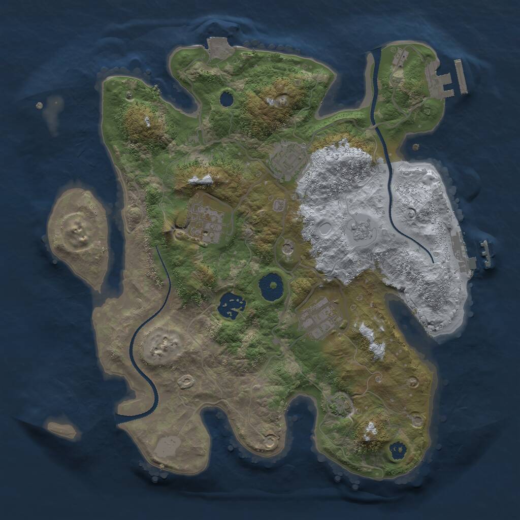 Rust Map: Procedural Map, Size: 3000, Seed: 1760649026, 10 Monuments