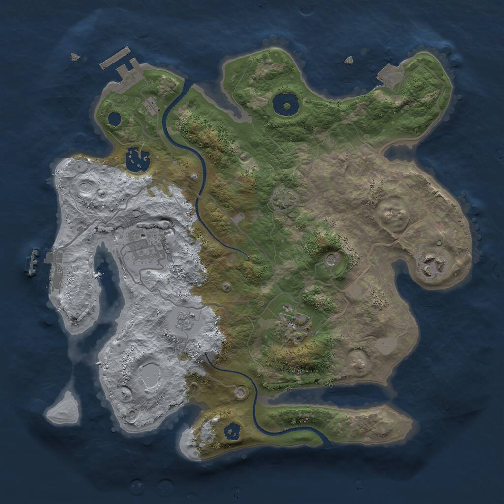 Rust Map: Procedural Map, Size: 3000, Seed: 5209541, 10 Monuments
