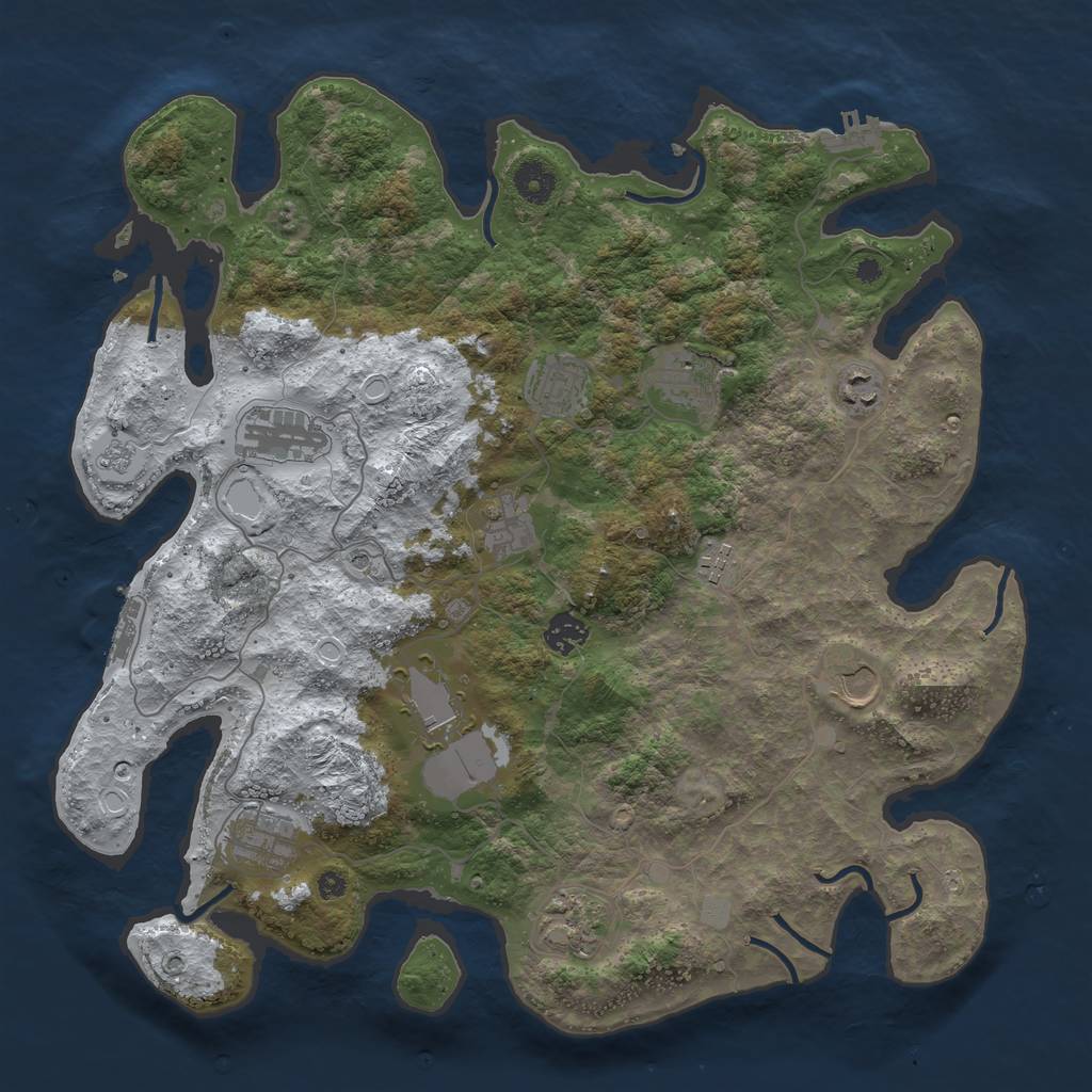 Rust Map: Procedural Map, Size: 3950, Seed: 1488813563, 20 Monuments