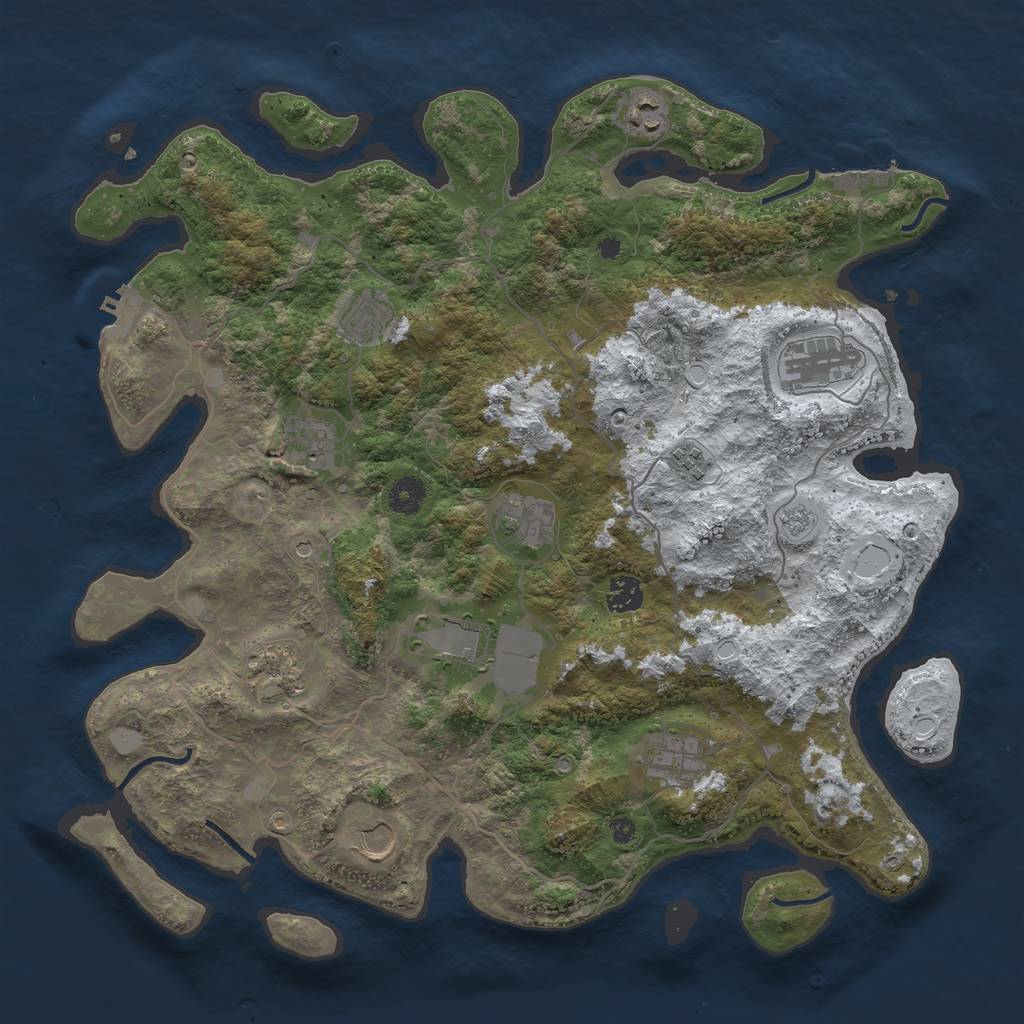 Rust Map: Procedural Map, Size: 4050, Seed: 2024990674, 20 Monuments