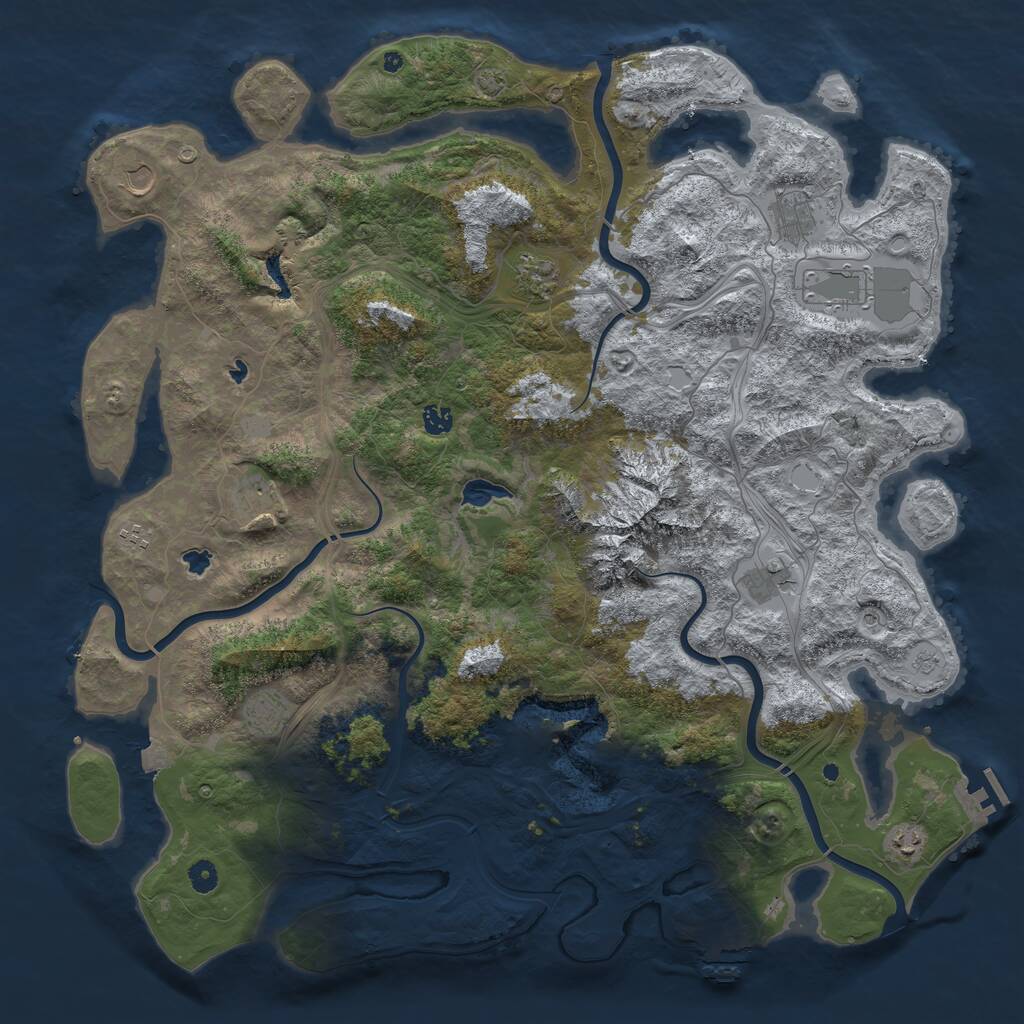 Rust Map: Procedural Map, Size: 5000, Seed: 1909491195, 16 Monuments