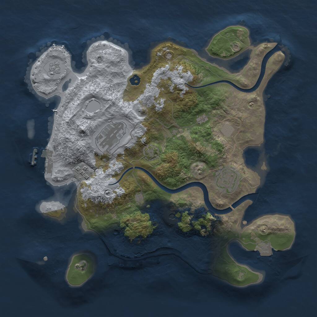 Rust Map: Procedural Map, Size: 3000, Seed: 2439110, 8 Monuments