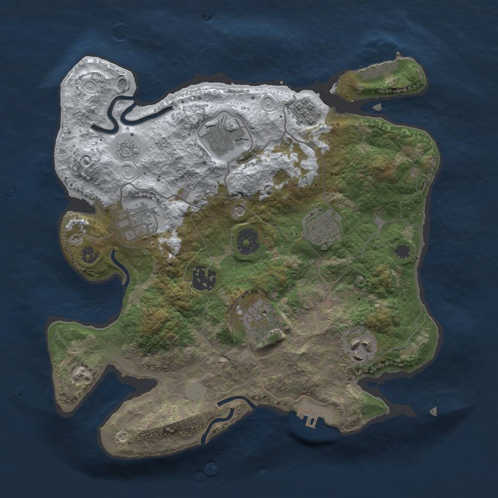 Rust Map: Procedural Map, Size: 3000, Seed: 124122, 16 Monuments