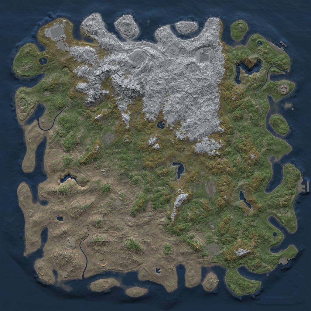 Rust Map: Procedural Map, Size: 6000, Seed: 29830724, 17 Monuments