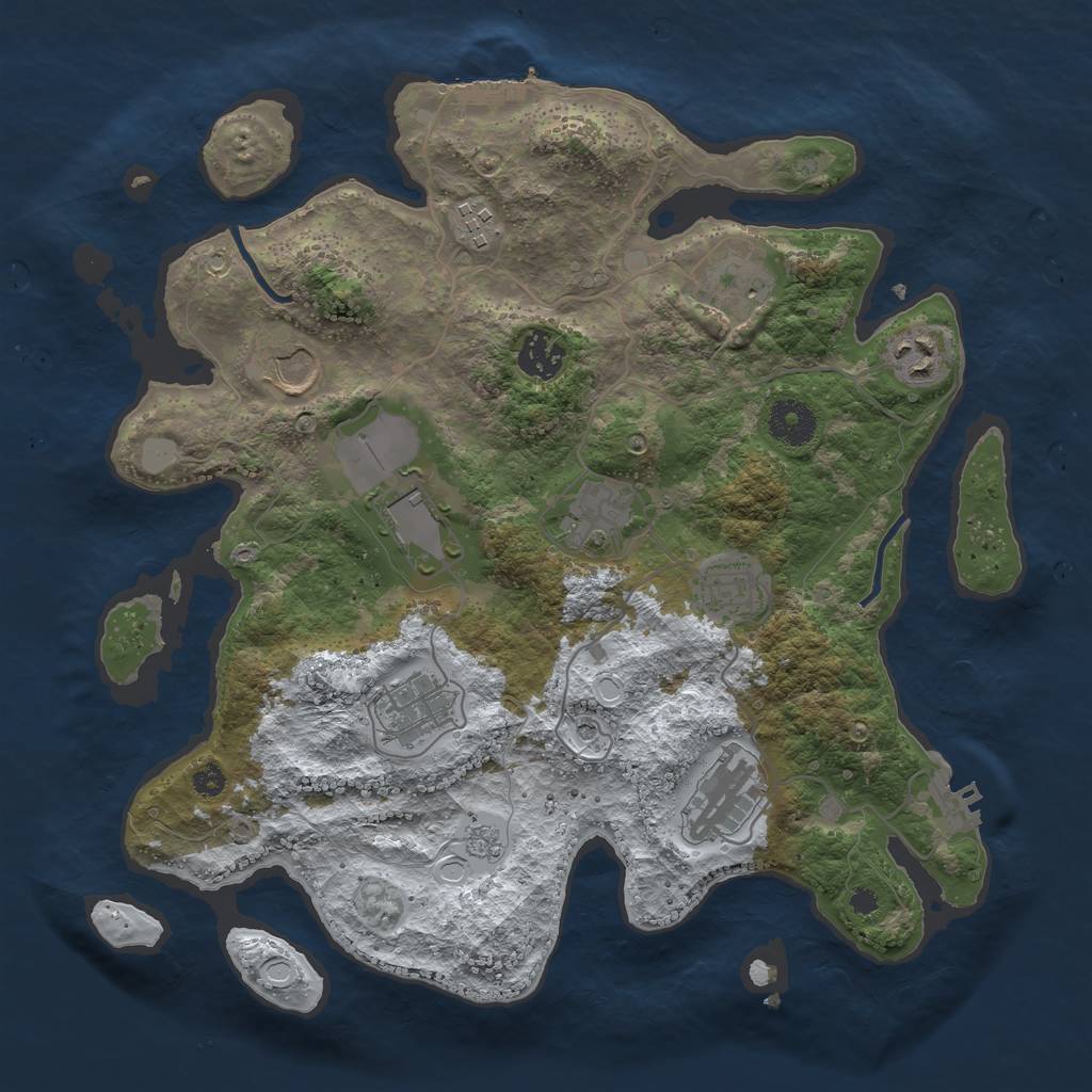 Rust Map: Procedural Map, Size: 3500, Seed: 58473, 19 Monuments