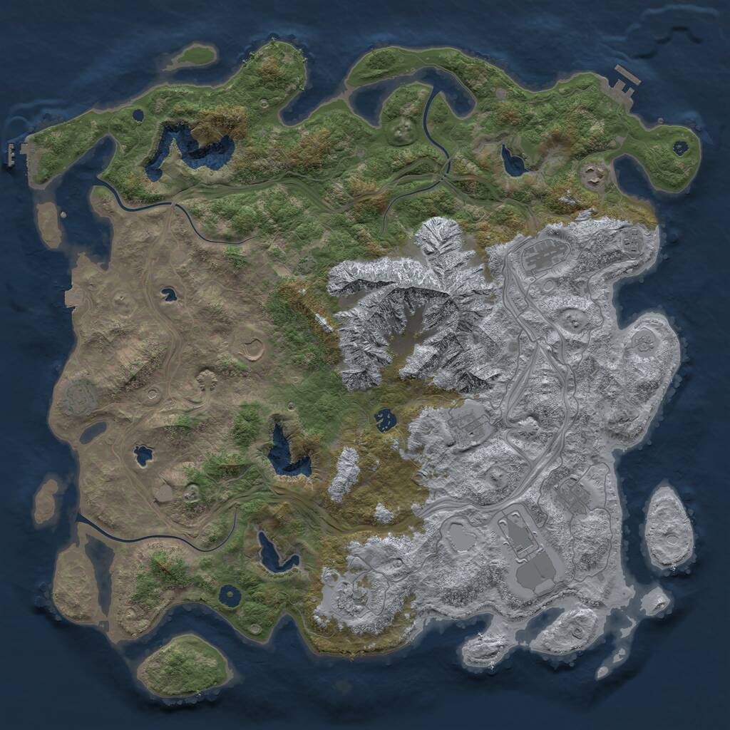 Rust Map: Procedural Map, Size: 5000, Seed: 377109, 16 Monuments