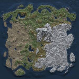 Thumbnail Rust Map: Procedural Map, Size: 5000, Seed: 377109, 16 Monuments