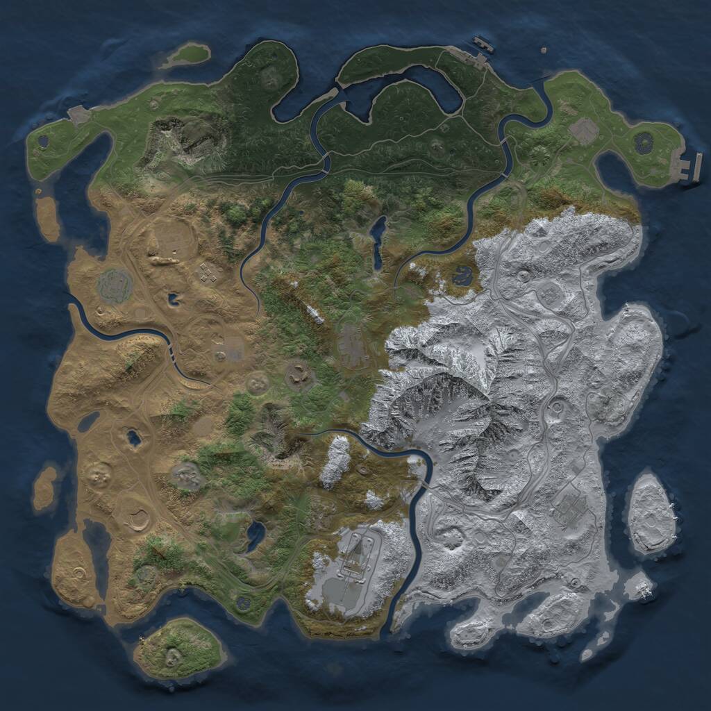 Rust Map: Procedural Map, Size: 5000, Seed: 377109, 19 Monuments