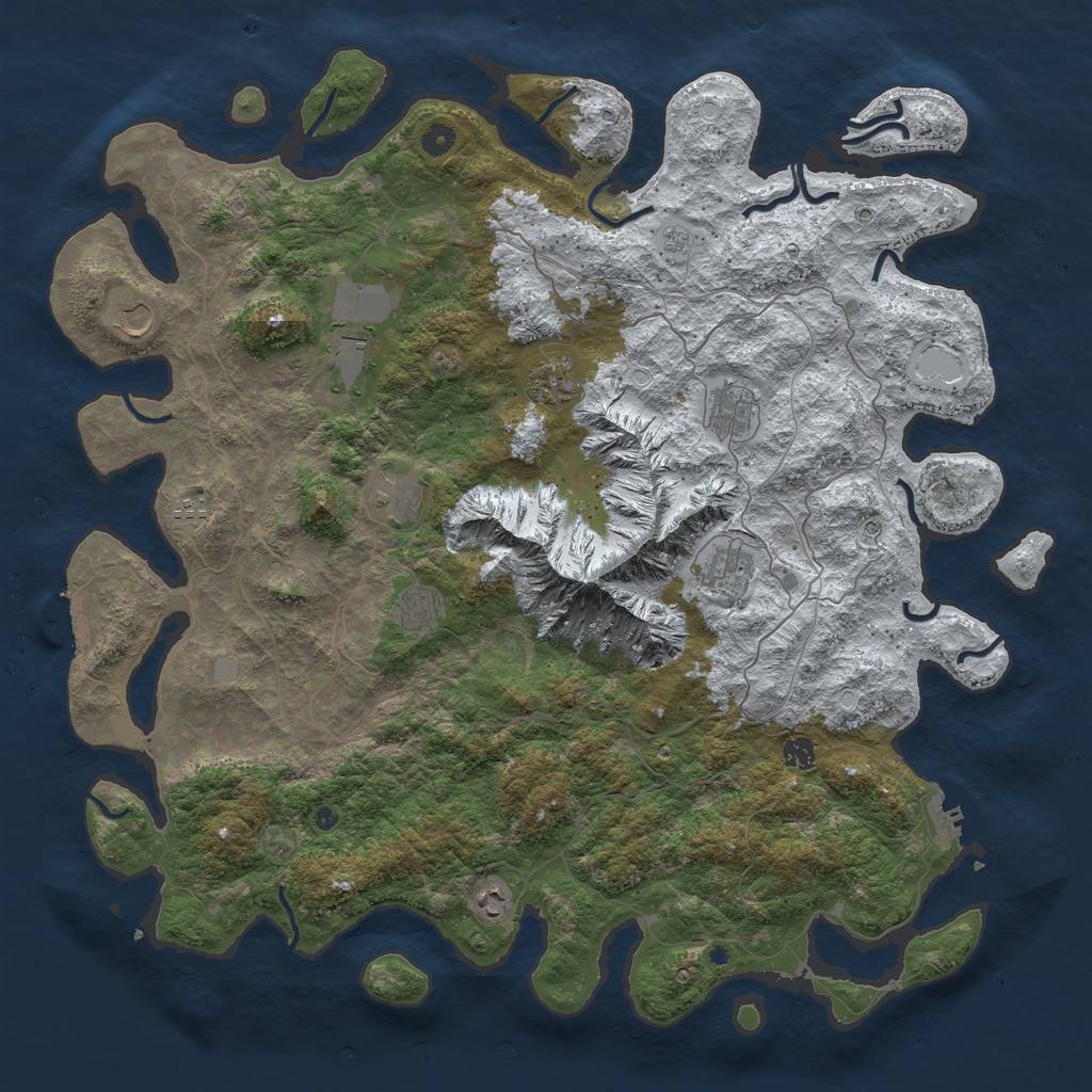 Rust Map: Procedural Map, Size: 5000, Seed: 7645, 19 Monuments