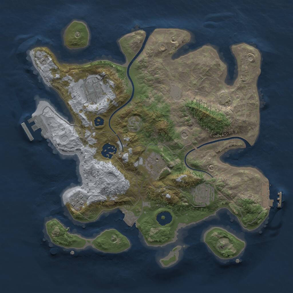 Rust Map: Procedural Map, Size: 3000, Seed: 28320110, 10 Monuments
