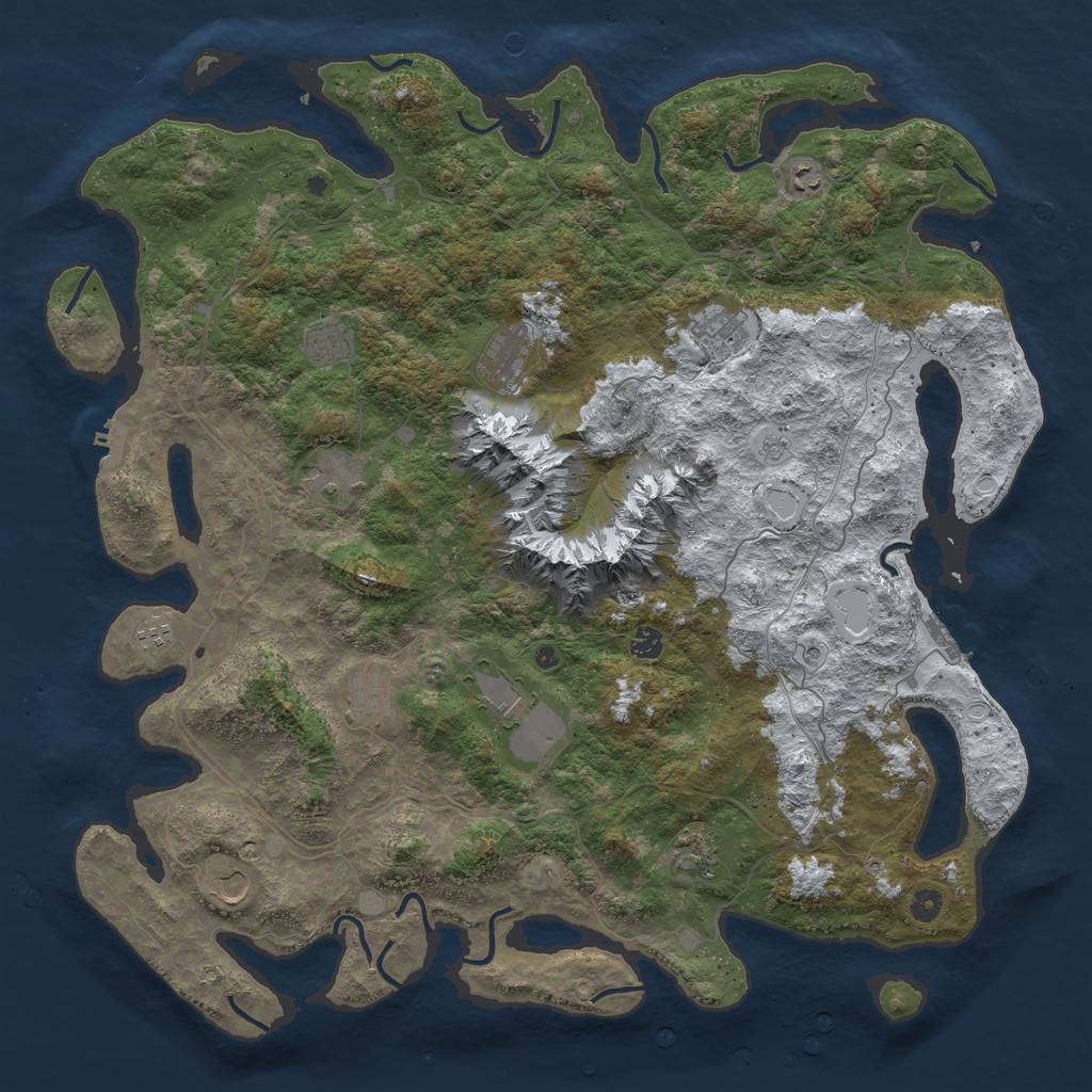 Rust Map: Procedural Map, Size: 5000, Seed: 513435290, 20 Monuments