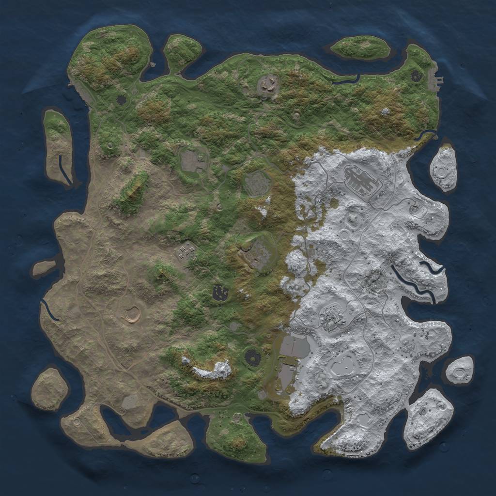 Rust Map: Procedural Map, Size: 4500, Seed: 863240520, 19 Monuments