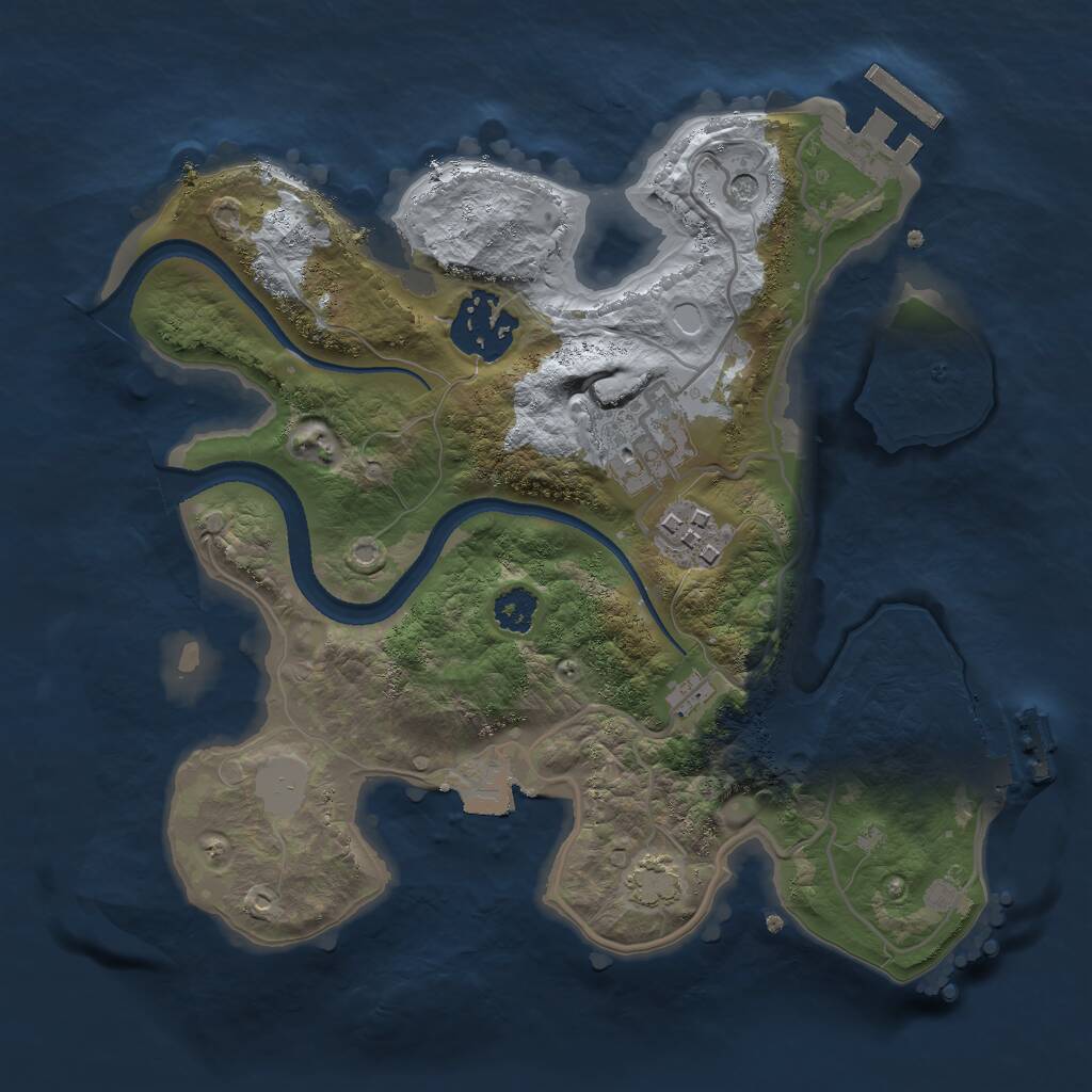 Rust Map: Procedural Map, Size: 2500, Seed: 4239, 8 Monuments