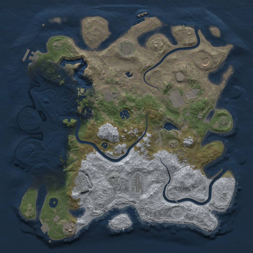Rust Map: Procedural Map, Size: 4000, Seed: 9473, 16 Monuments
