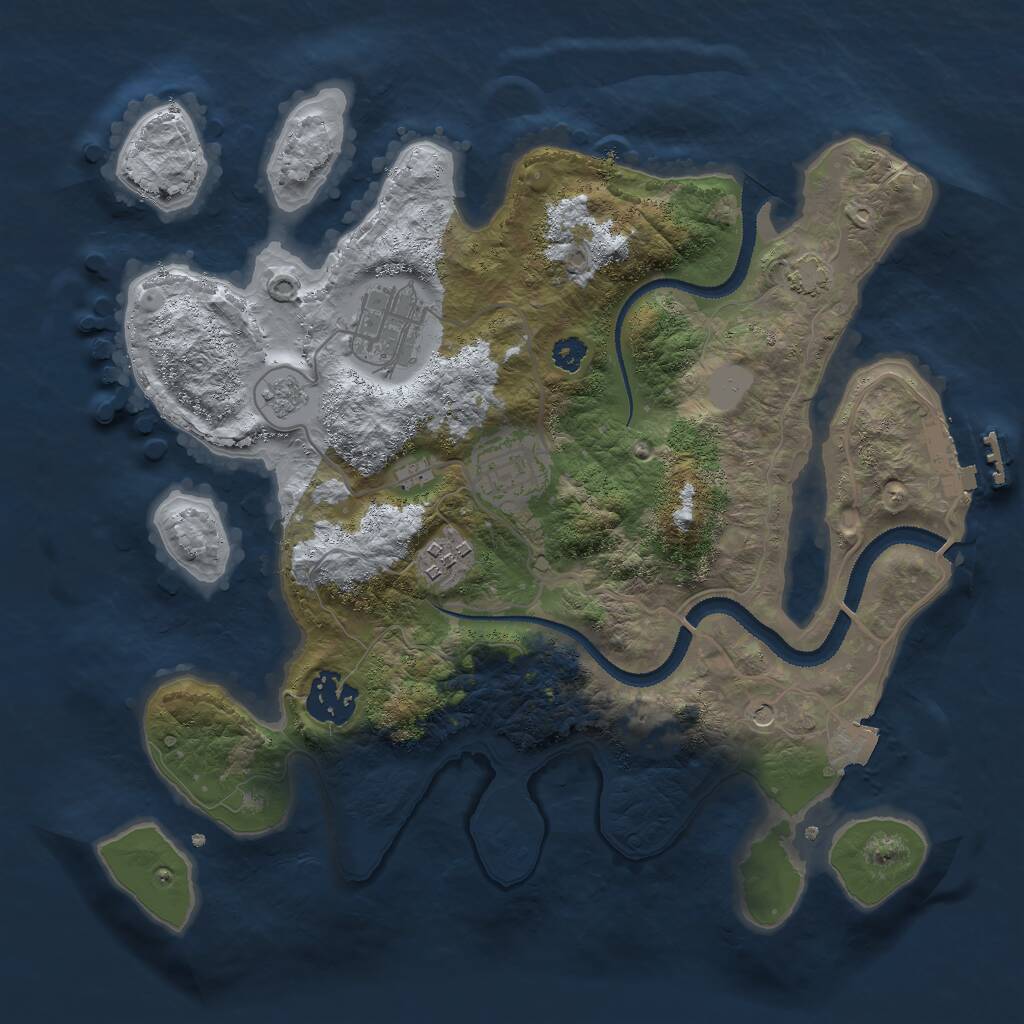Rust Map: Procedural Map, Size: 3000, Seed: 608011709, 9 Monuments