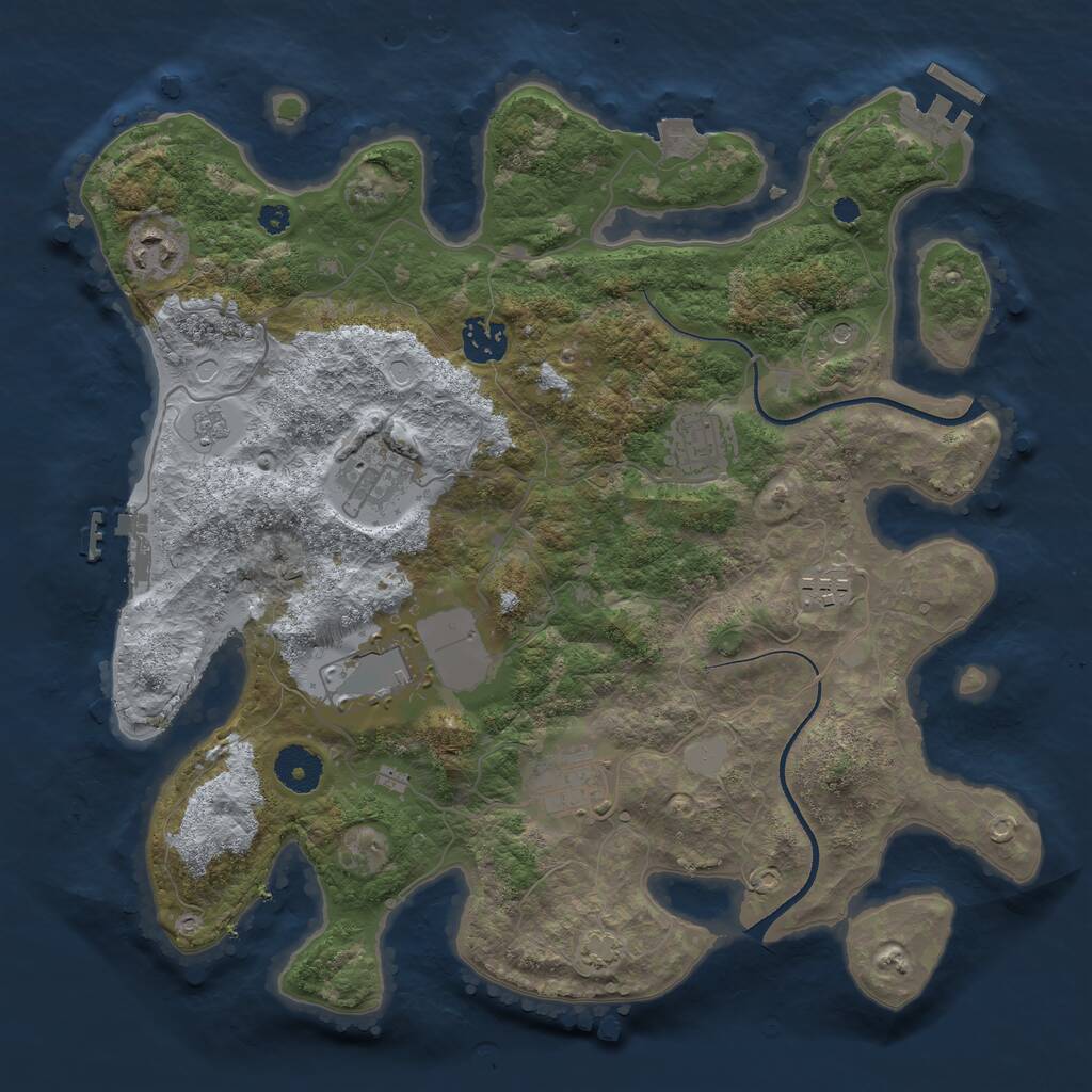Rust Map: Procedural Map, Size: 3500, Seed: 1358, 13 Monuments