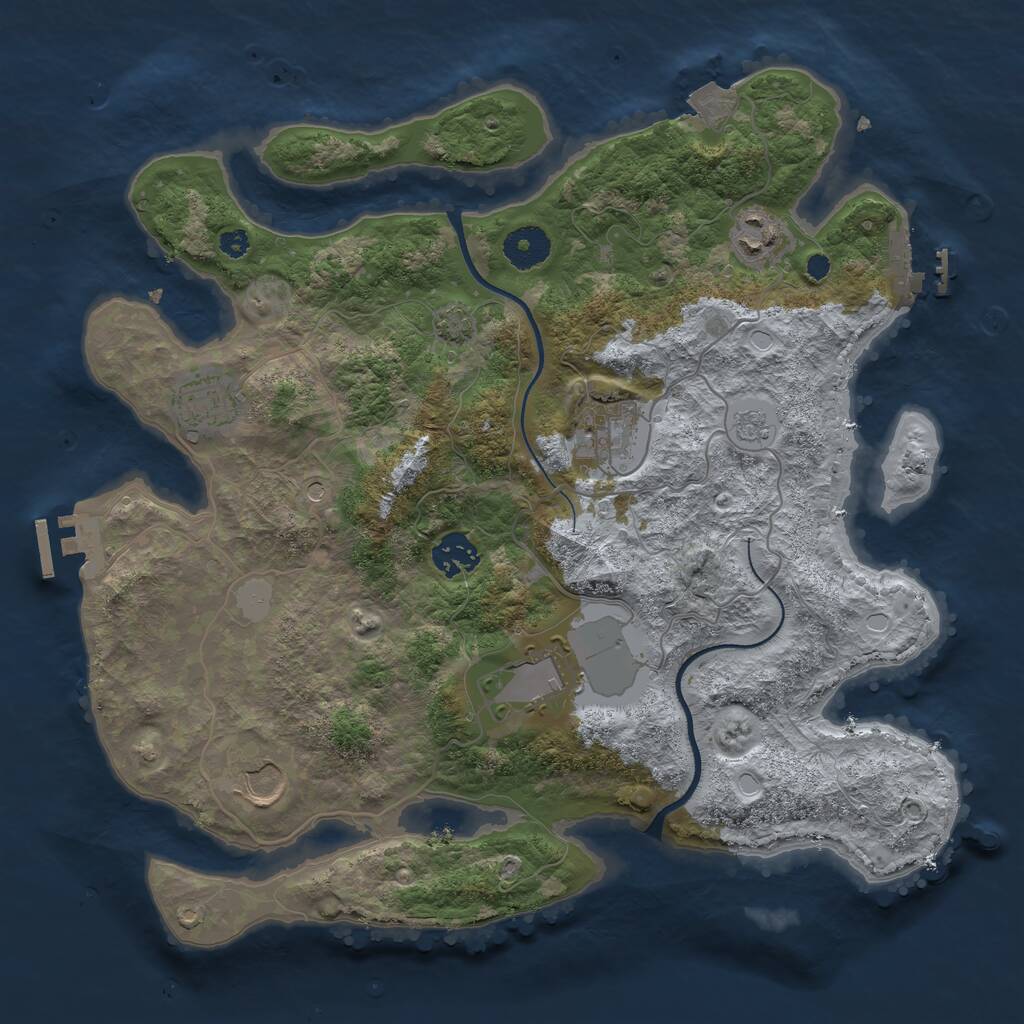 Rust Map: Procedural Map, Size: 3500, Seed: 1403184429, 12 Monuments