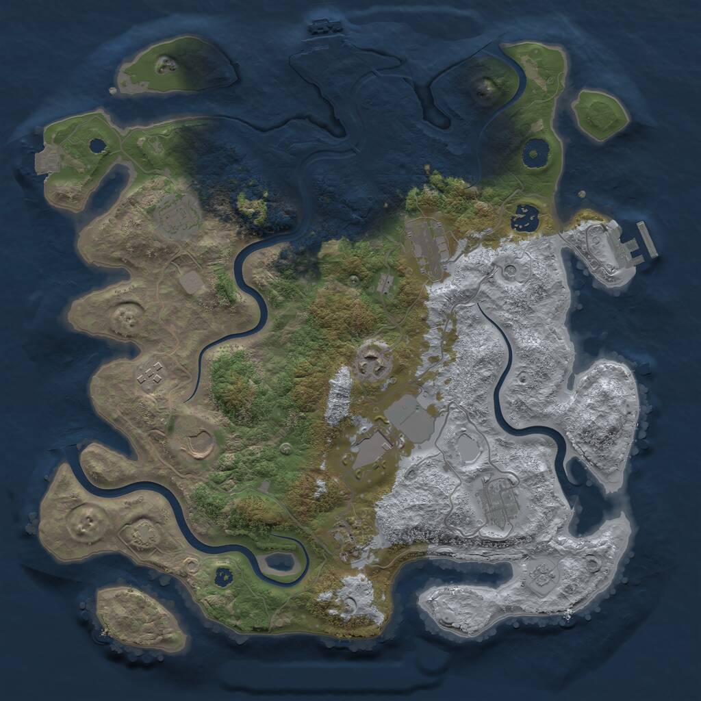 Rust Map: Procedural Map, Size: 3700, Seed: 66511177, 15 Monuments