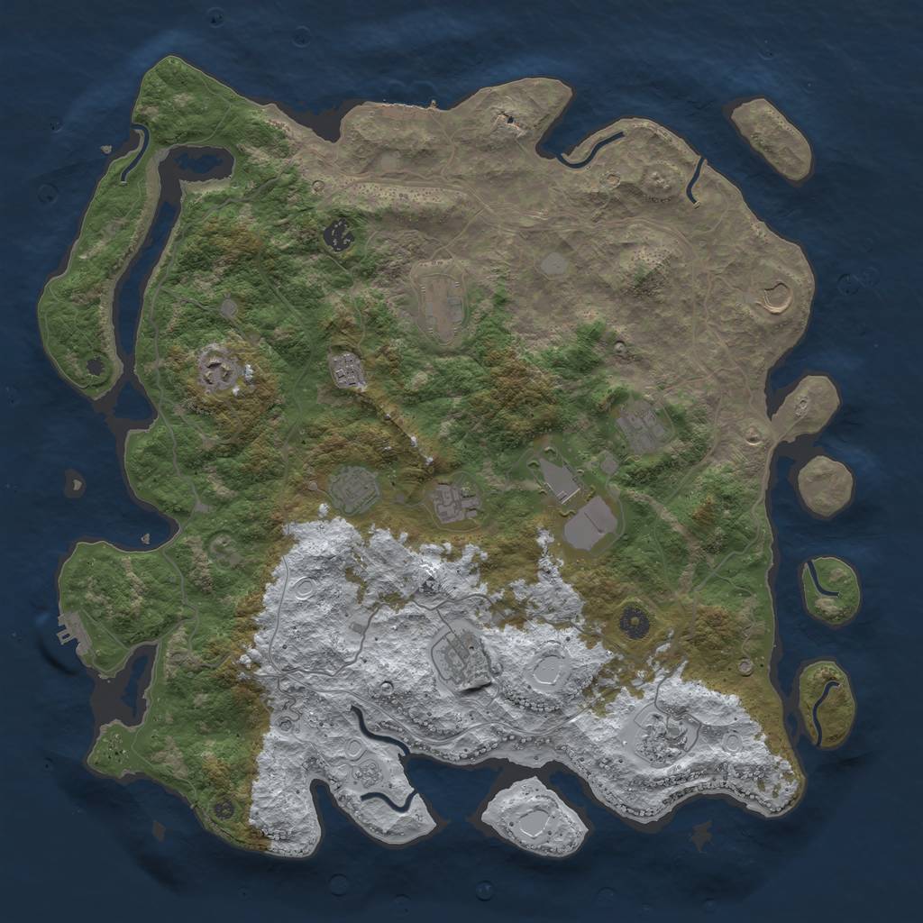 Rust Map: Procedural Map, Size: 4500, Seed: 561735057, 20 Monuments