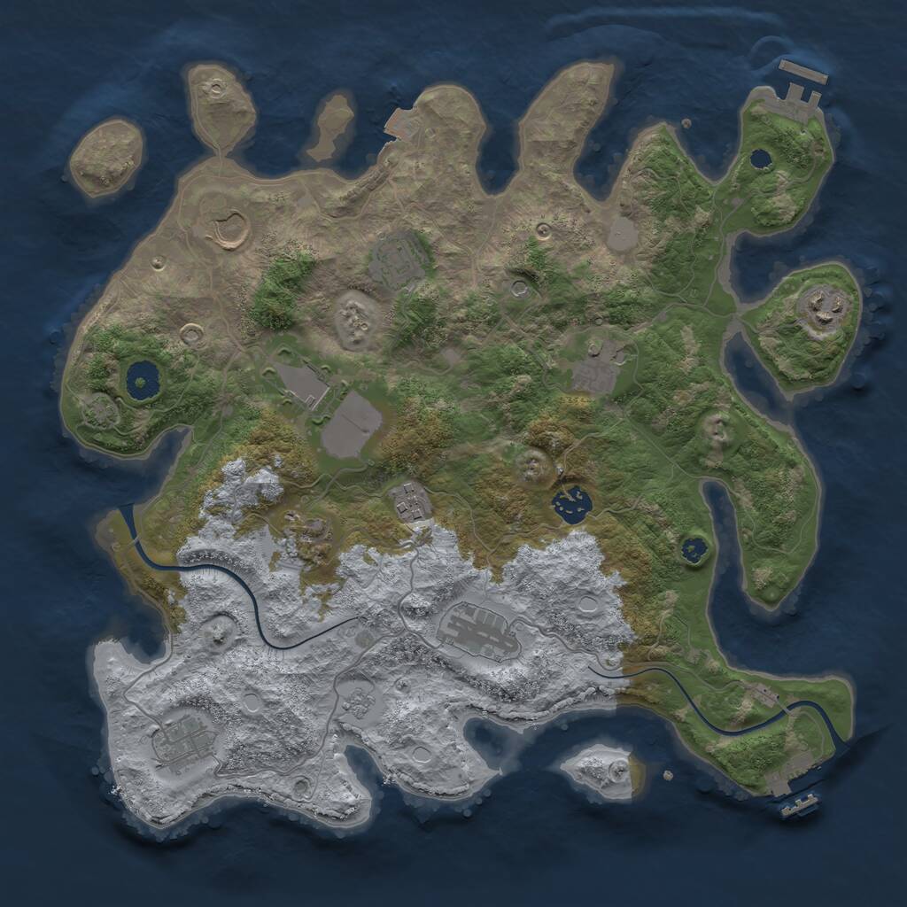 Rust Map: Procedural Map, Size: 3700, Seed: 102021020, 16 Monuments