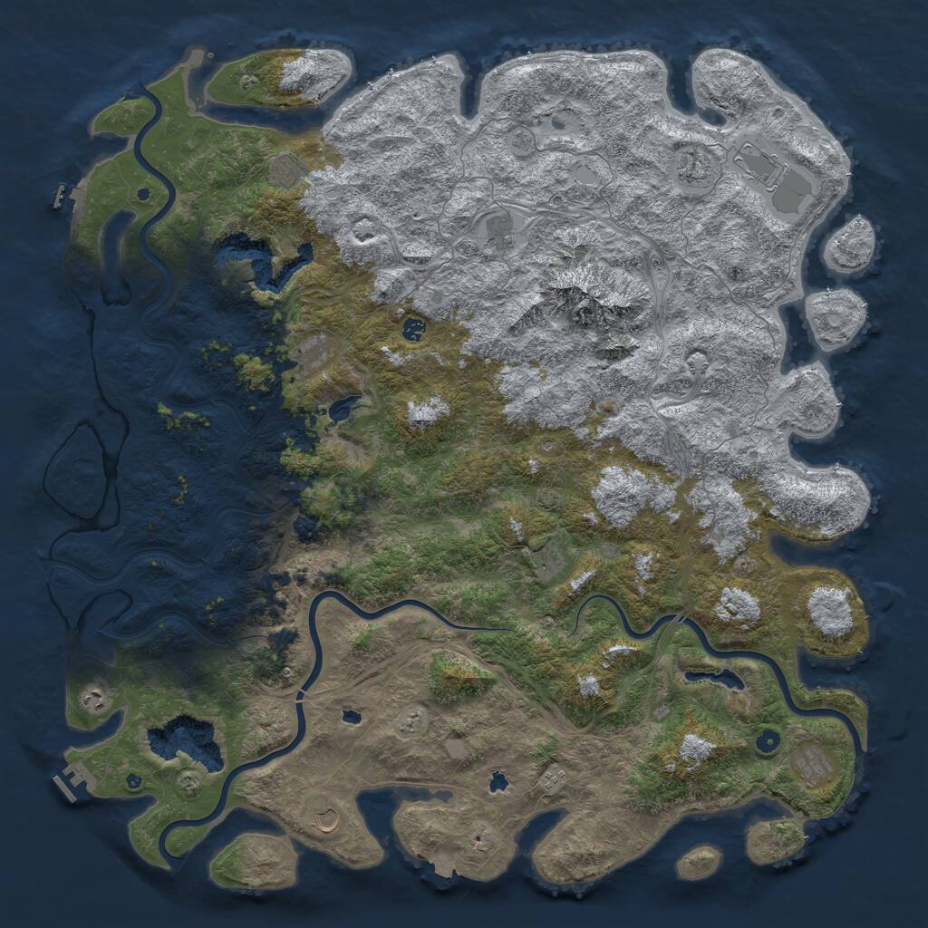 Rust Map: Procedural Map, Size: 6000, Seed: 675, 17 Monuments