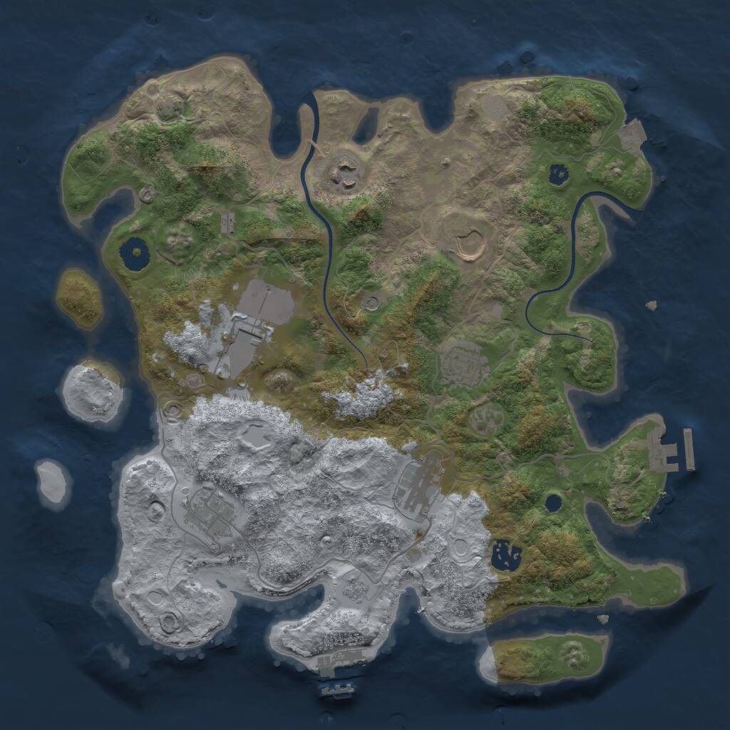 Rust Map: Procedural Map, Size: 3500, Seed: 327525121, 13 Monuments