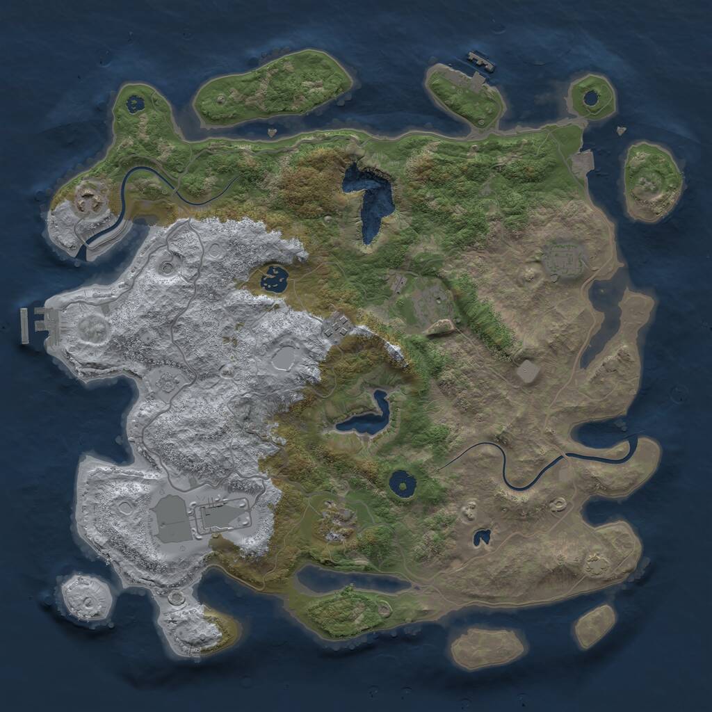 Rust Map: Procedural Map, Size: 4000, Seed: 195674, 13 Monuments