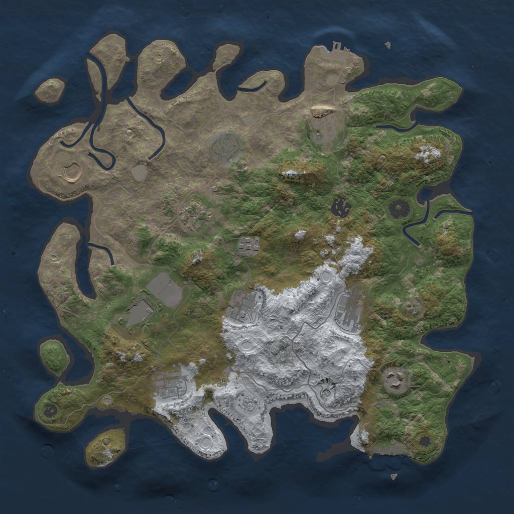 Rust Map: Procedural Map, Size: 3850, Seed: 78441940, 20 Monuments