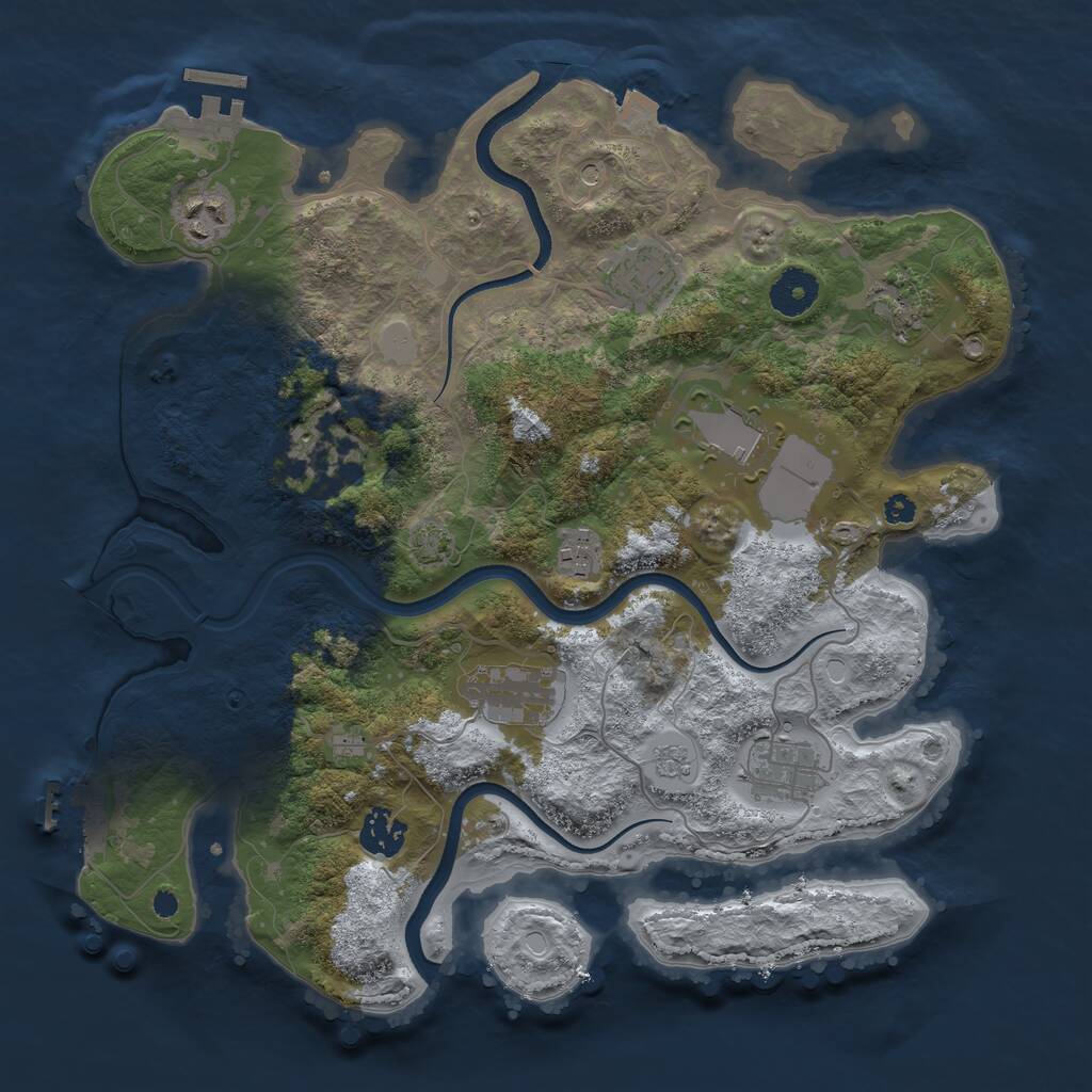 Rust Map: Procedural Map, Size: 3500, Seed: 1834306063, 15 Monuments