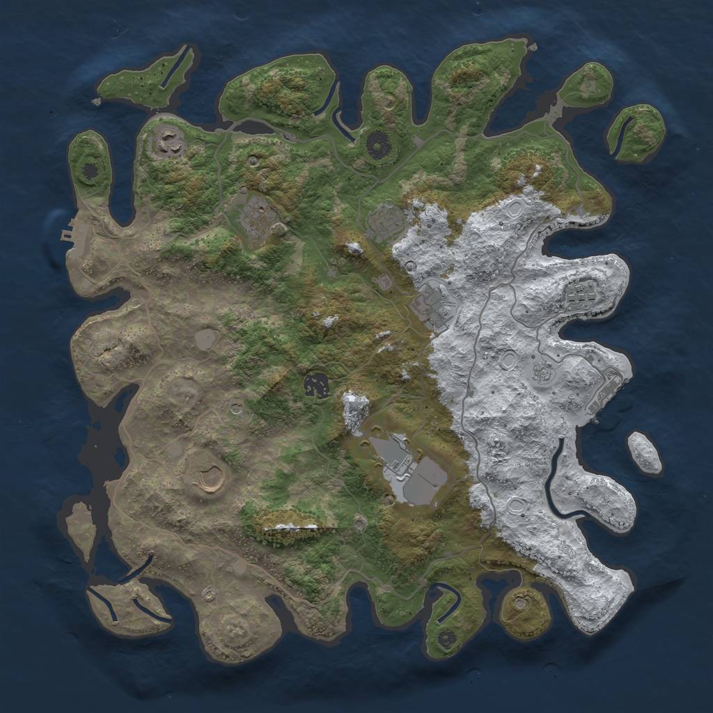 Rust Map: Procedural Map, Size: 4000, Seed: 345627547, 17 Monuments