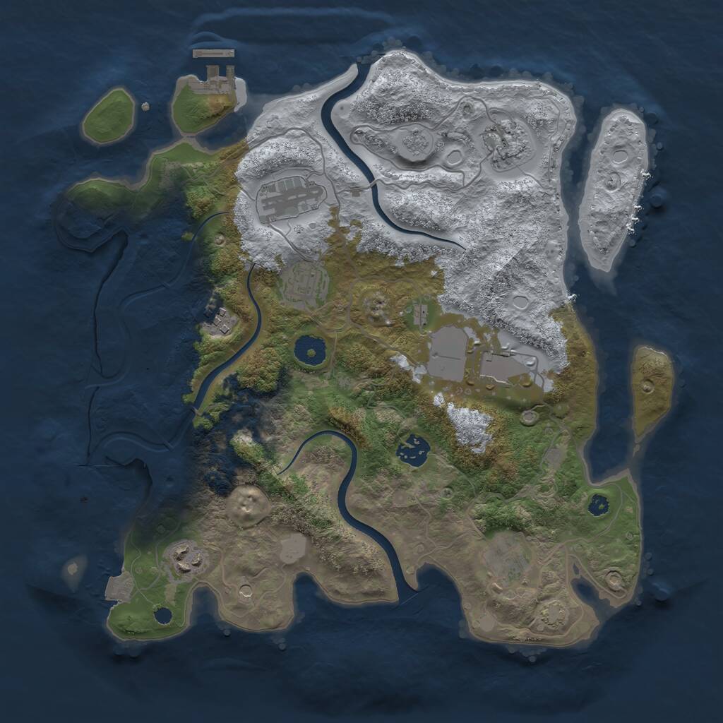 Rust Map: Procedural Map, Size: 3500, Seed: 479037647, 13 Monuments