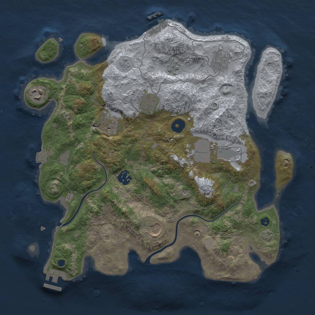 Rust Map: Procedural Map, Size: 3500, Seed: 479037647, 14 Monuments