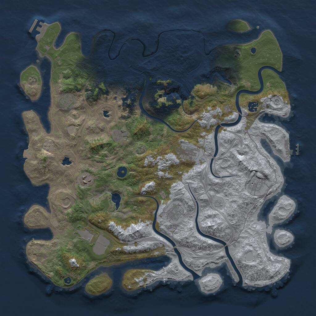 Rust Map: Procedural Map, Size: 4500, Seed: 3570535, 16 Monuments