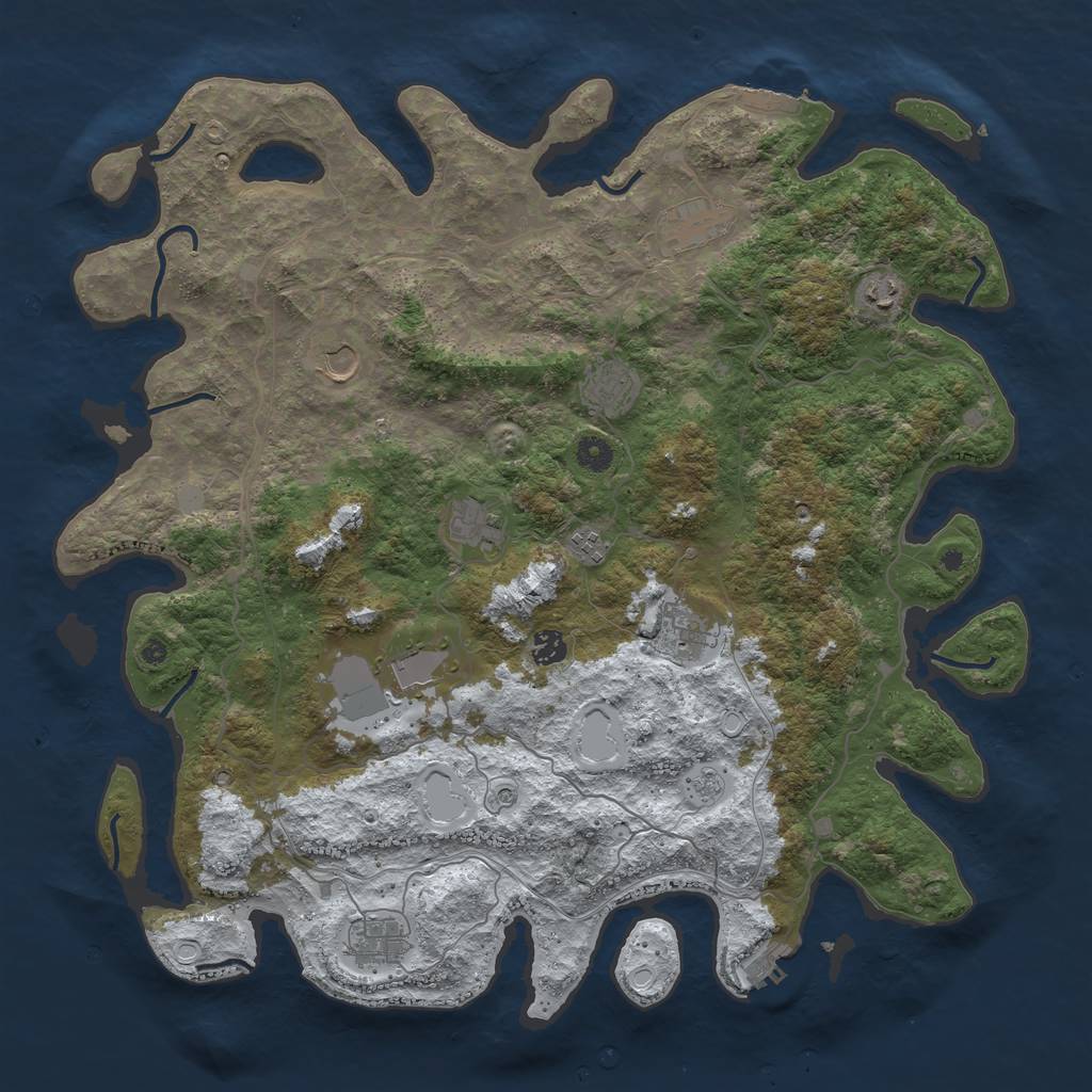 Rust Map: Procedural Map, Size: 4500, Seed: 447500, 19 Monuments