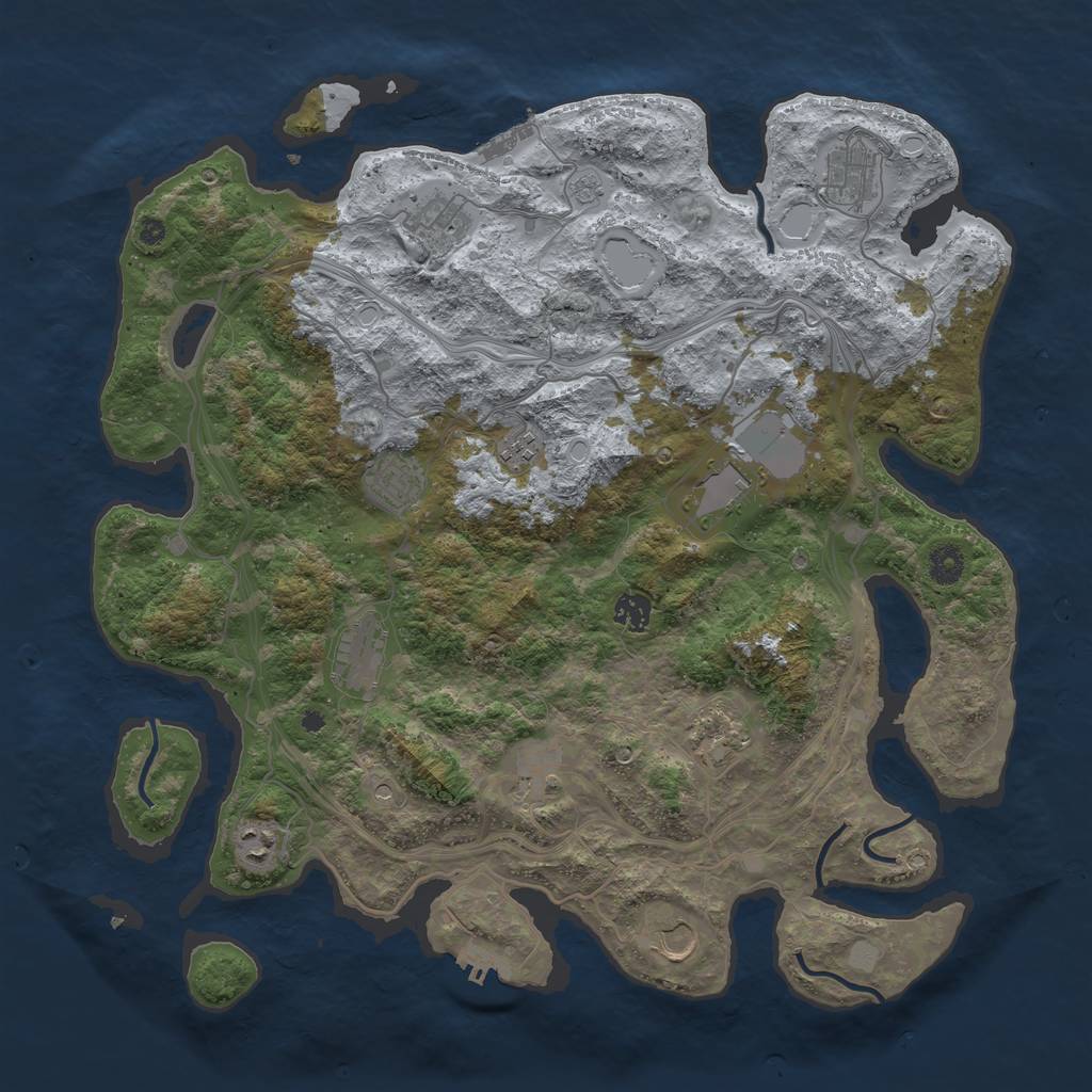 Rust Map: Procedural Map, Size: 4250, Seed: 1841723475, 20 Monuments