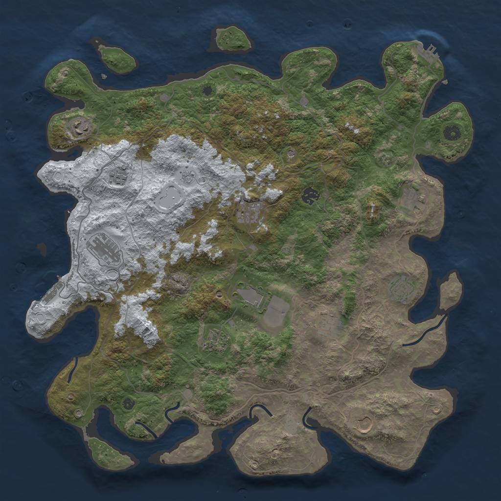 Rust Map: Procedural Map, Size: 4500, Seed: 2047173, 20 Monuments